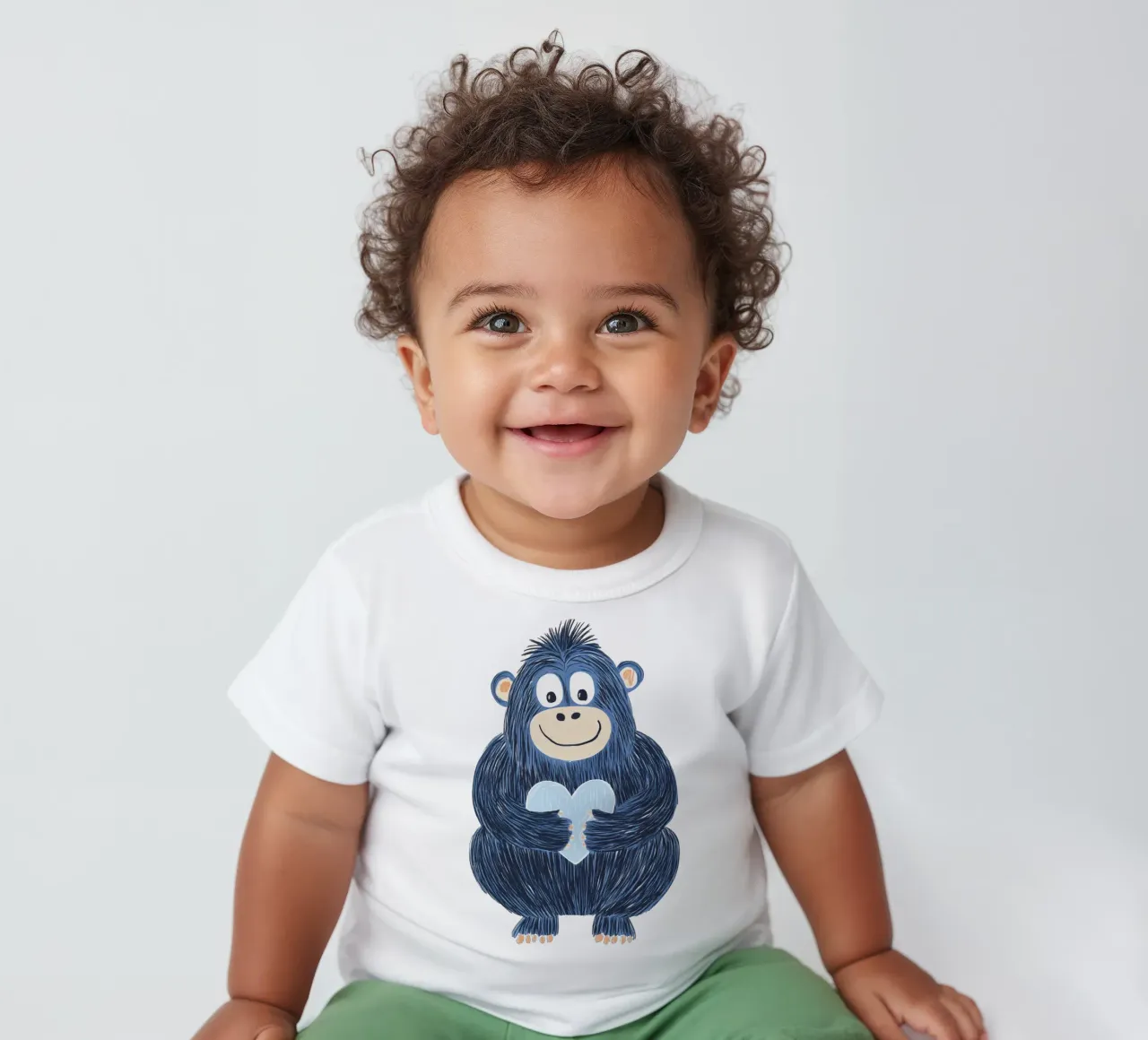 Piccola scimmia gorilla con un cuore per bambini maglietta neonato da Autofocus