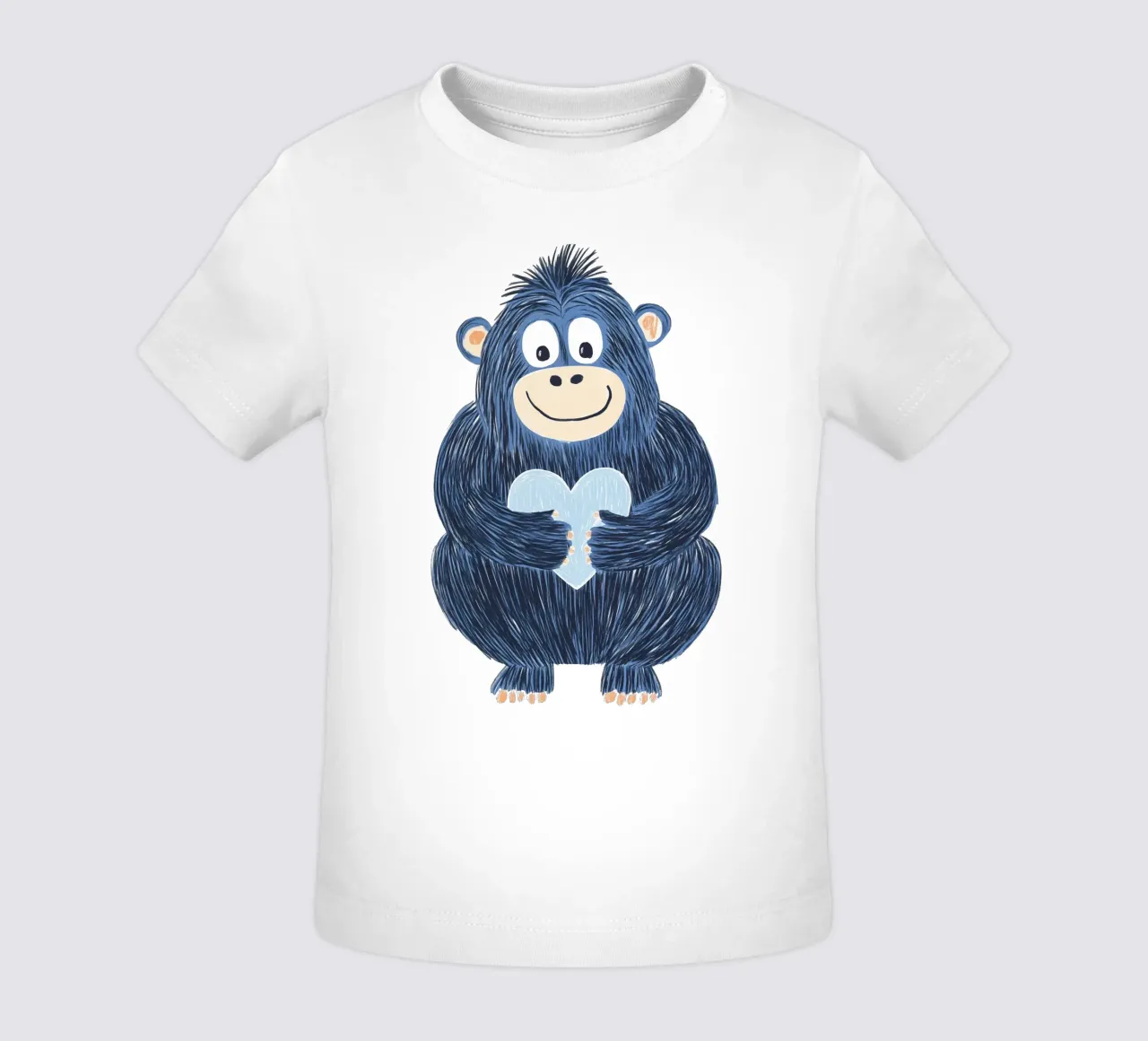 Piccola scimmia gorilla con un cuore per bambini maglietta neonato da Autofocus