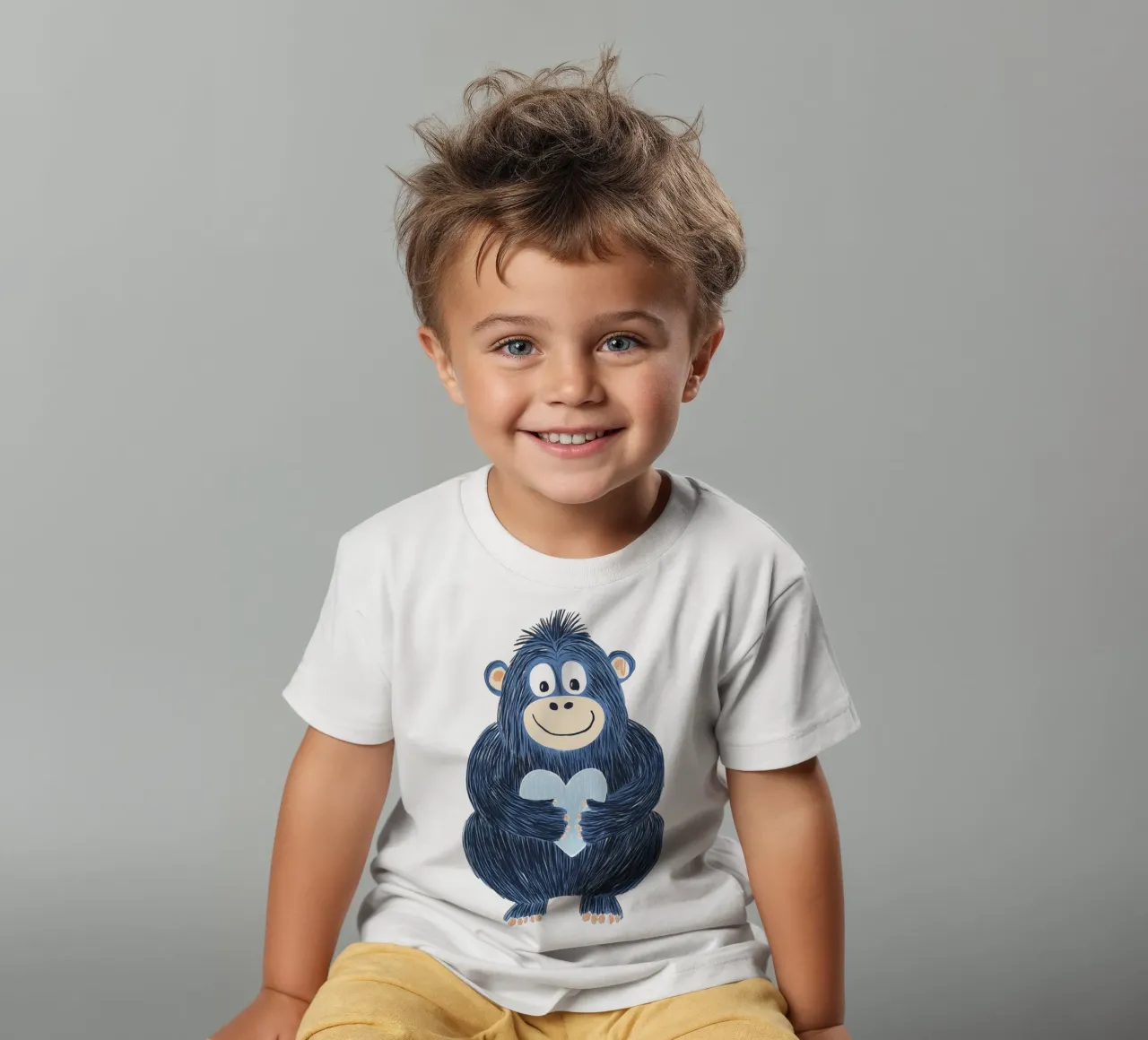 Piccola scimmia gorilla con un cuore per bambini t-shirt bambini da Autofocus
