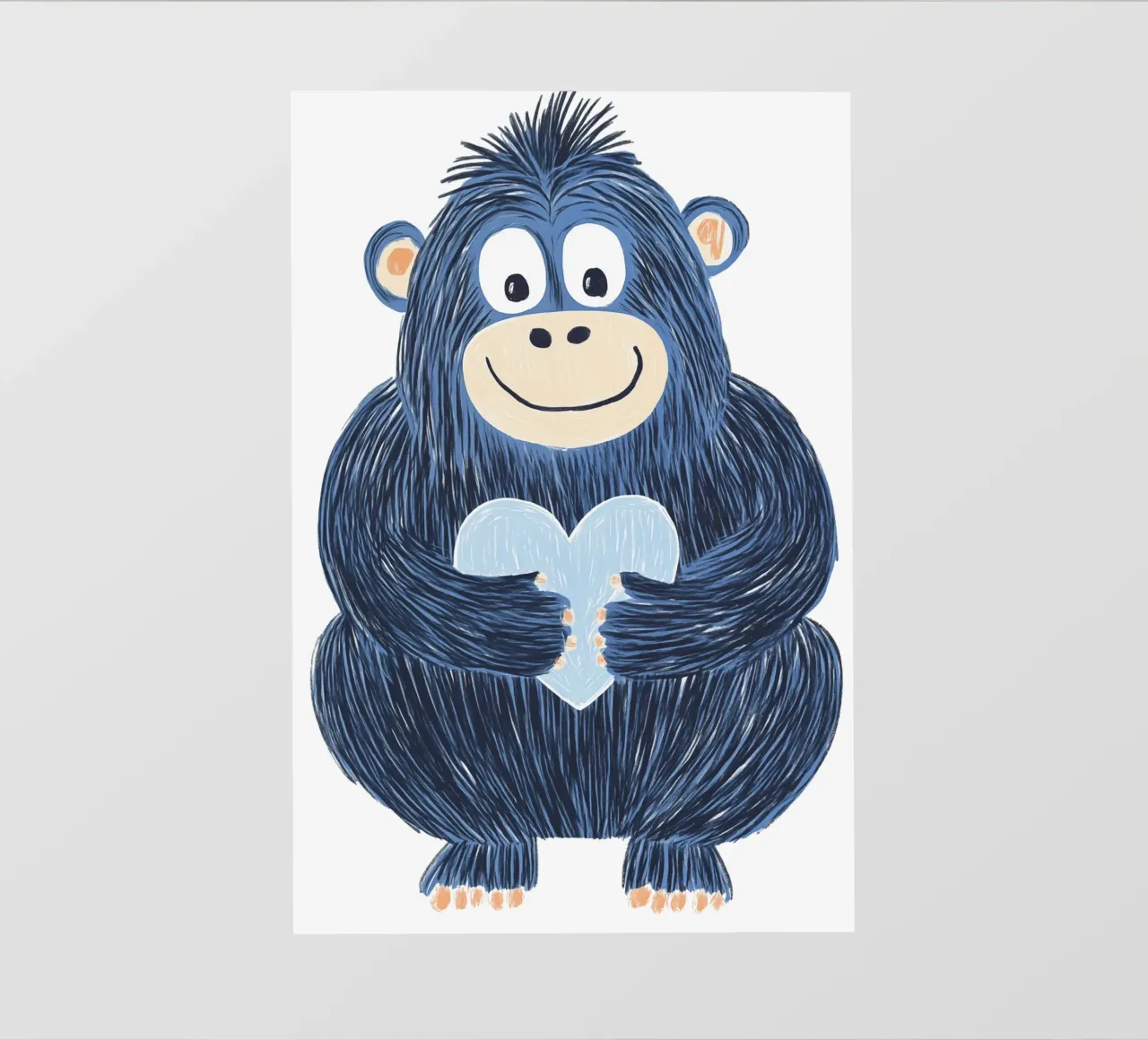 Piccola scimmia gorilla con un cuore per bambini telo in pvc da Autofocus