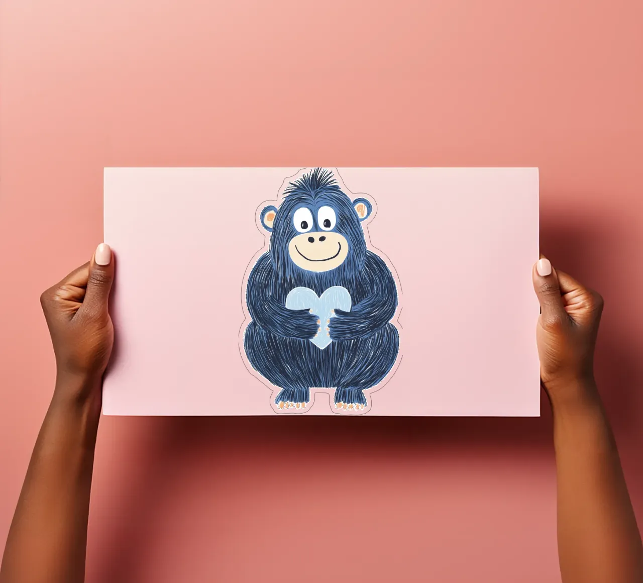 Small gorilla monkey with a heart for children sticker sheet by Autofocus