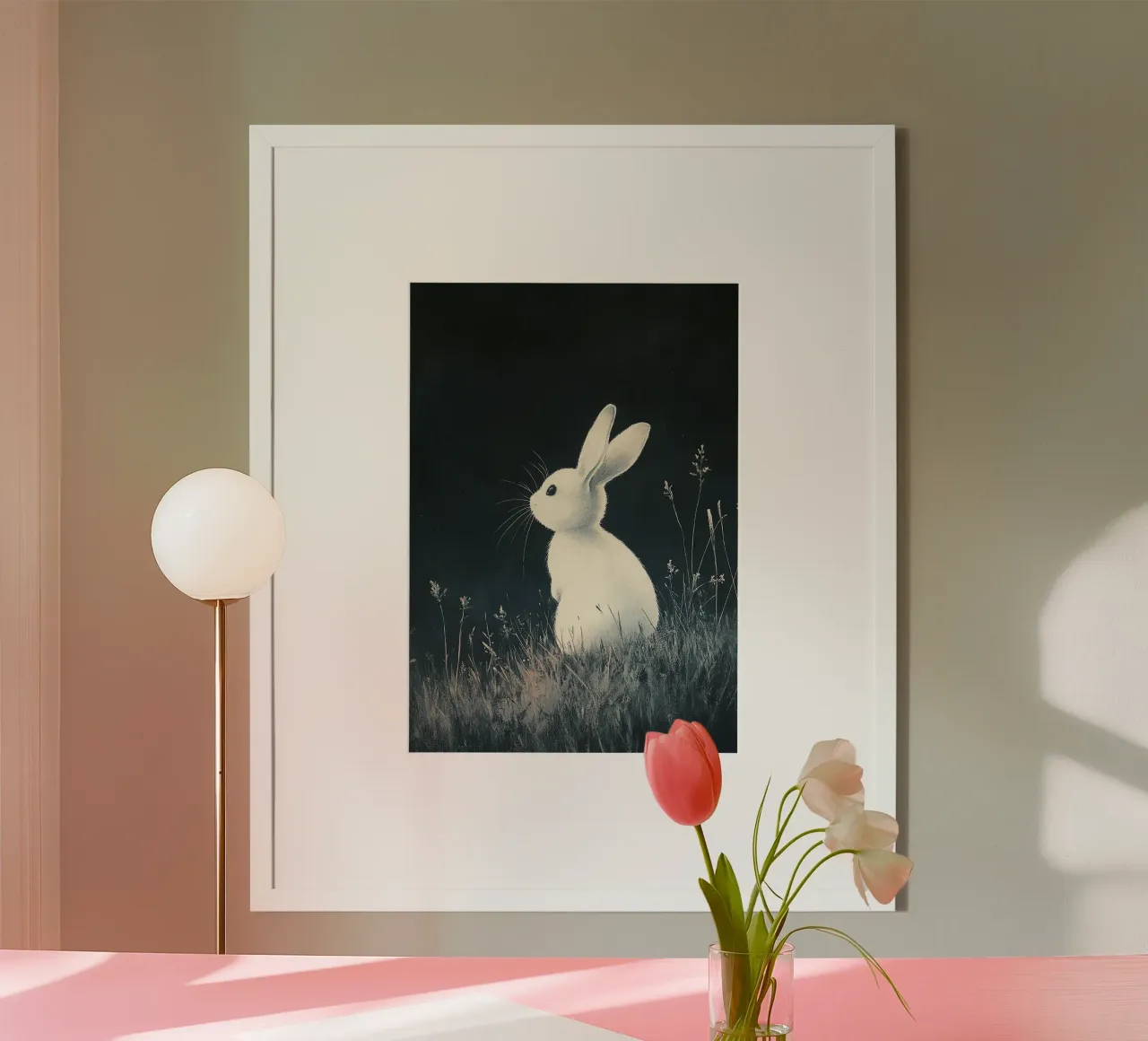 Coniglio blu scuro bianco carta hahnemühle da Nikis Art Studio