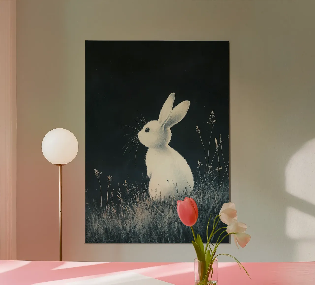Coniglio blu scuro bianco carta hahnemühle da Nikis Art Studio