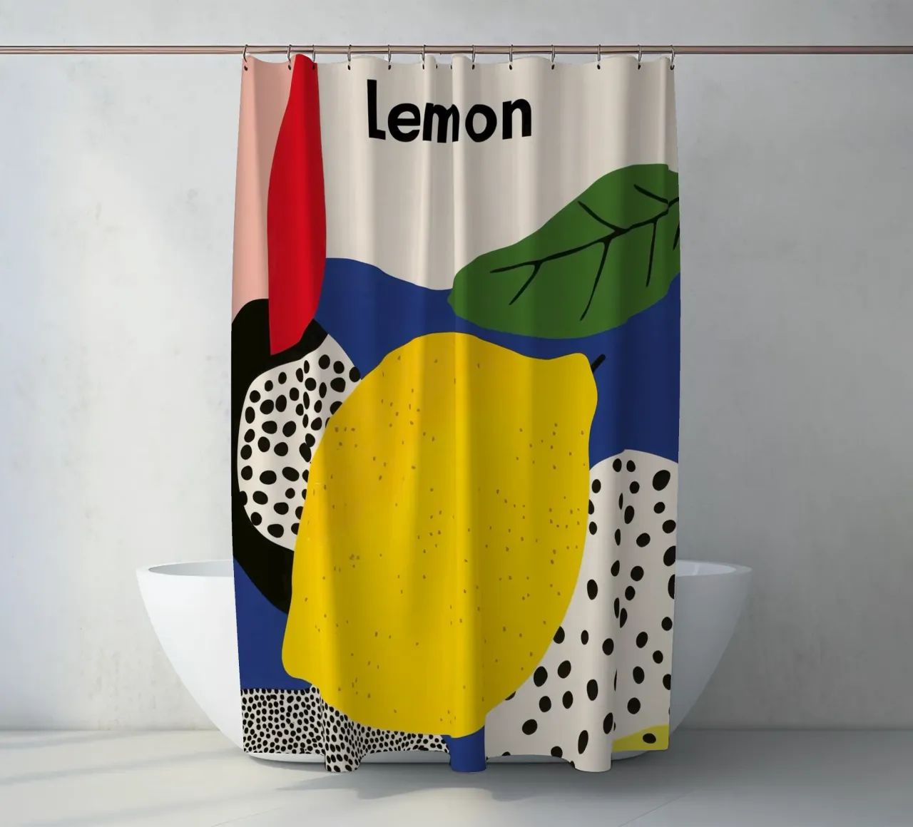 Zitrone Abstrait Duschvorhang von Pop and Fruits - Affiches & posters