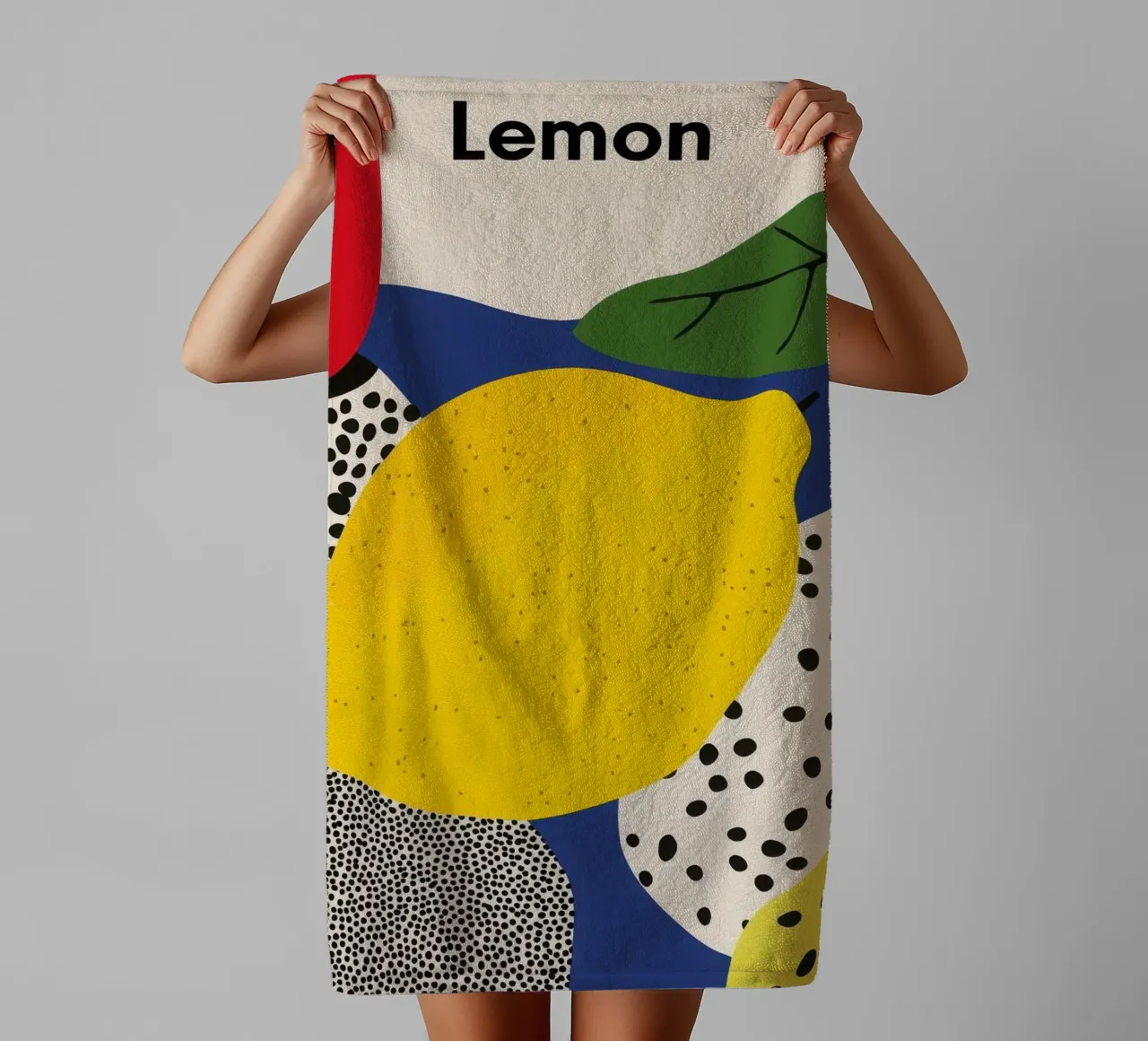 Citron Abstrait serviette de bain de Pop and Fruits - Affiches & posters