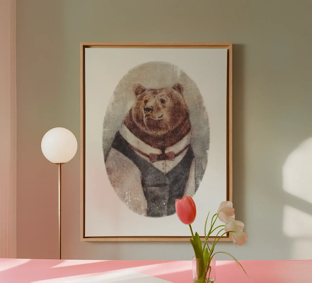 The Old Gentleman - Timeless Charm and Wisdom canvas with Floater frame by mikekoubou