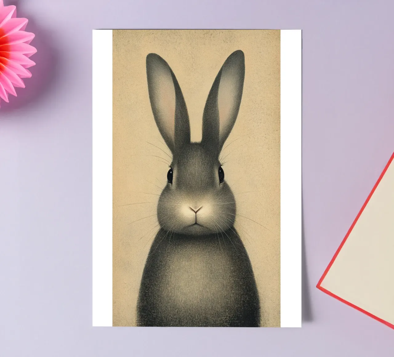 Un lapin qui salue le matin planche autocollant de Nikis Art Studio
