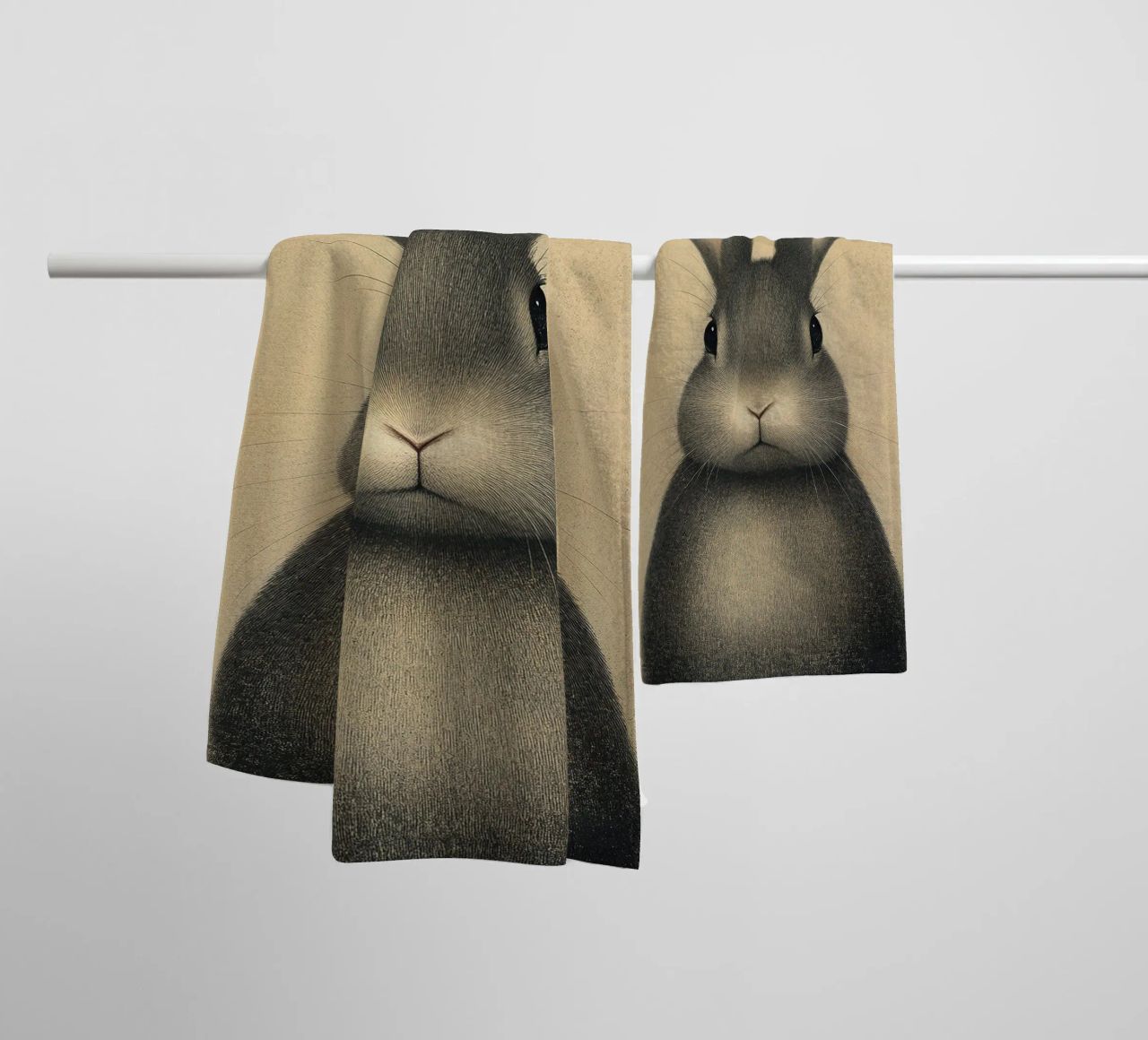 A rabbit that greets the morning towel by Nikis Art Studio
