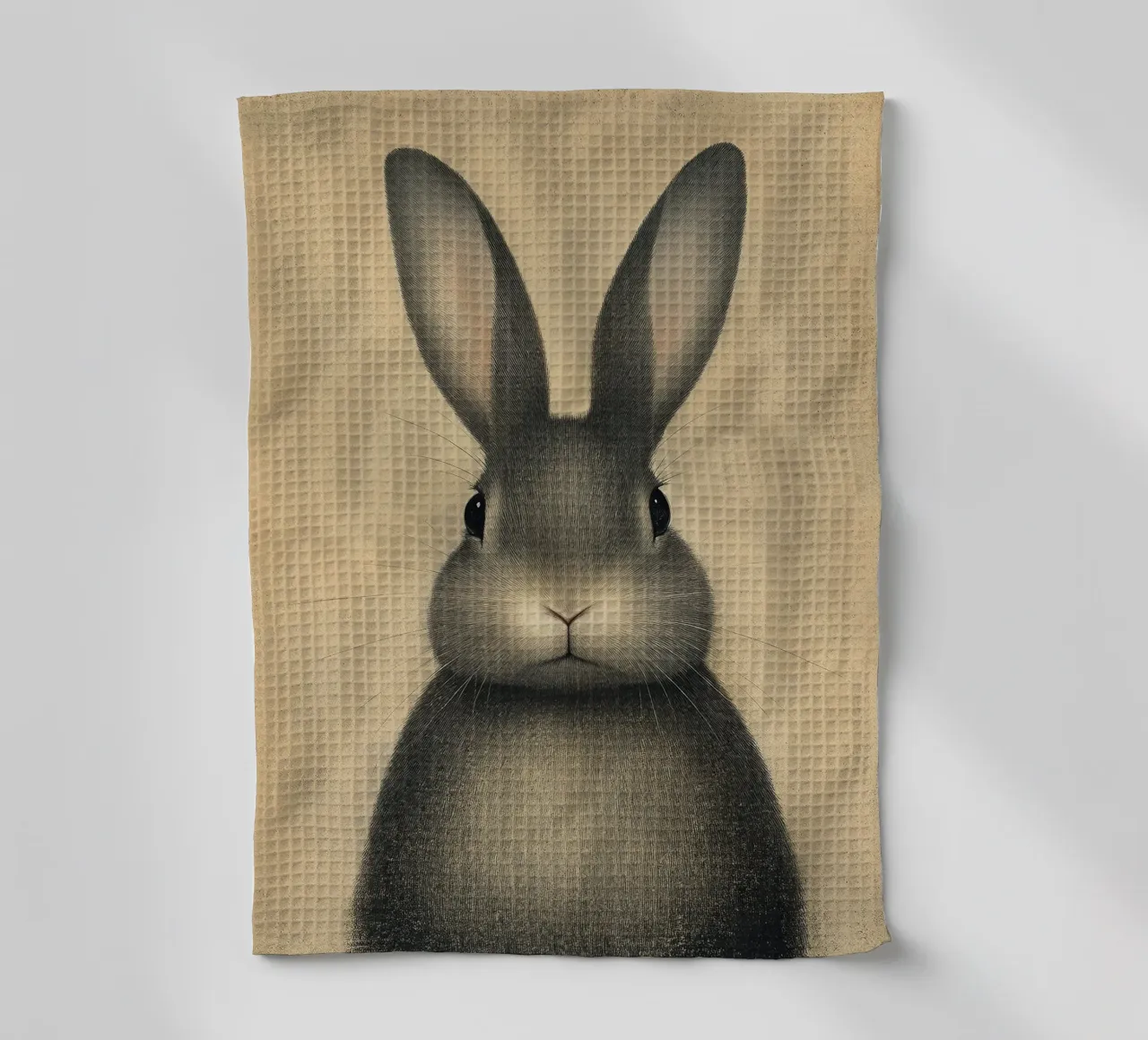Un lapin qui salue le matin torchon de Nikis Art Studio