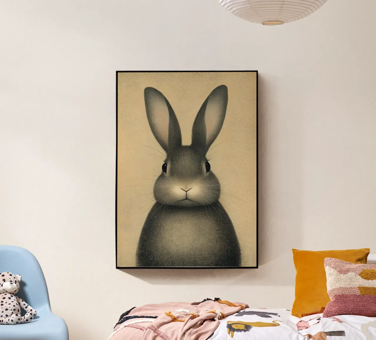 Ein Kaninchen, das den Morgen begrüßt Acryl-Glas von Nikis Art Studio