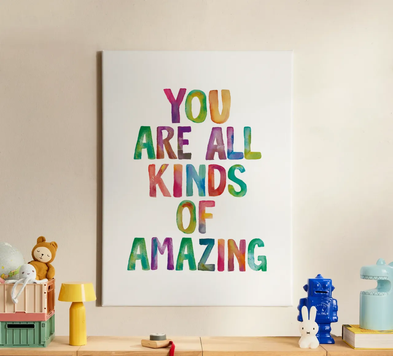 You Are All Kinds of Amazing Rainbow Typography Design canvas by THE MOTIVATED TYPE