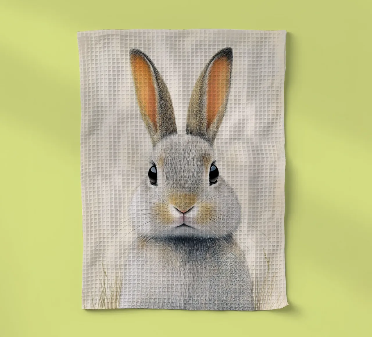 Rabbit: The leap of freedom tea towel by Nikis Art Studio