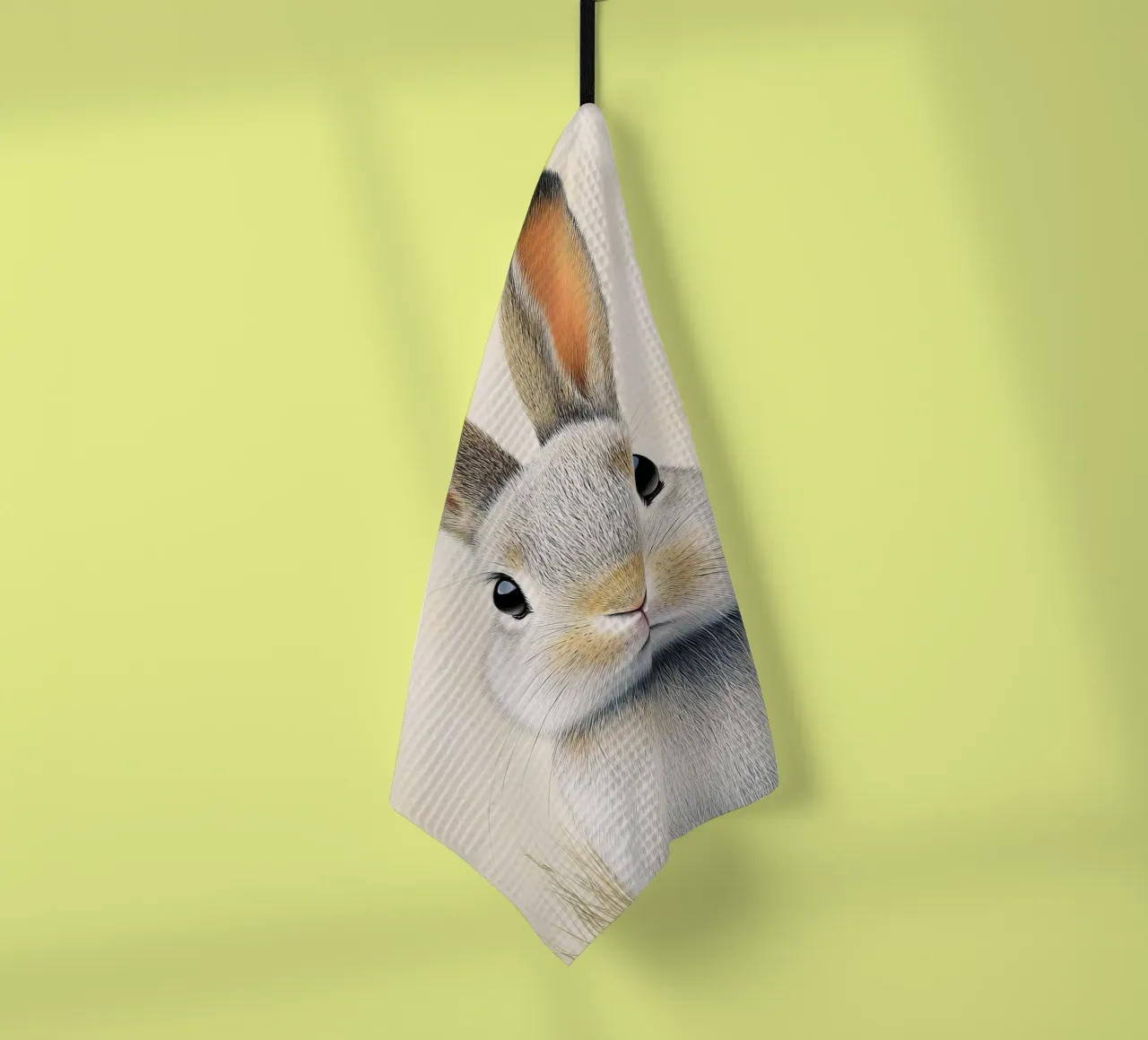 Rabbit: The leap of freedom tea towel by Nikis Art Studio