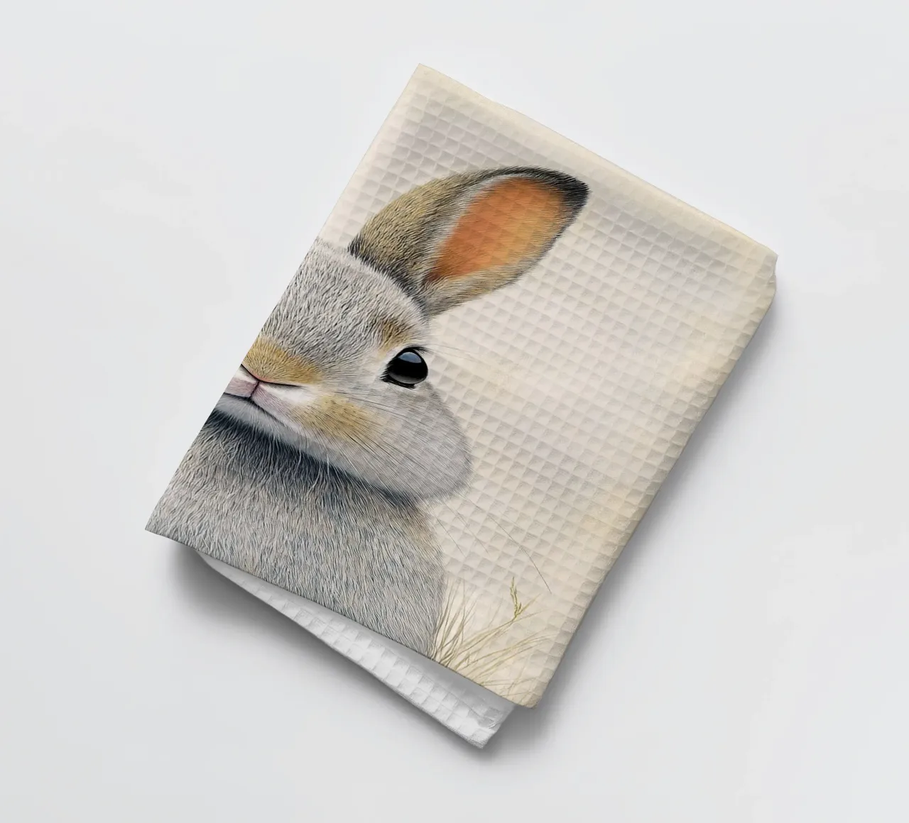 Rabbit: The leap of freedom tea towel by Nikis Art Studio