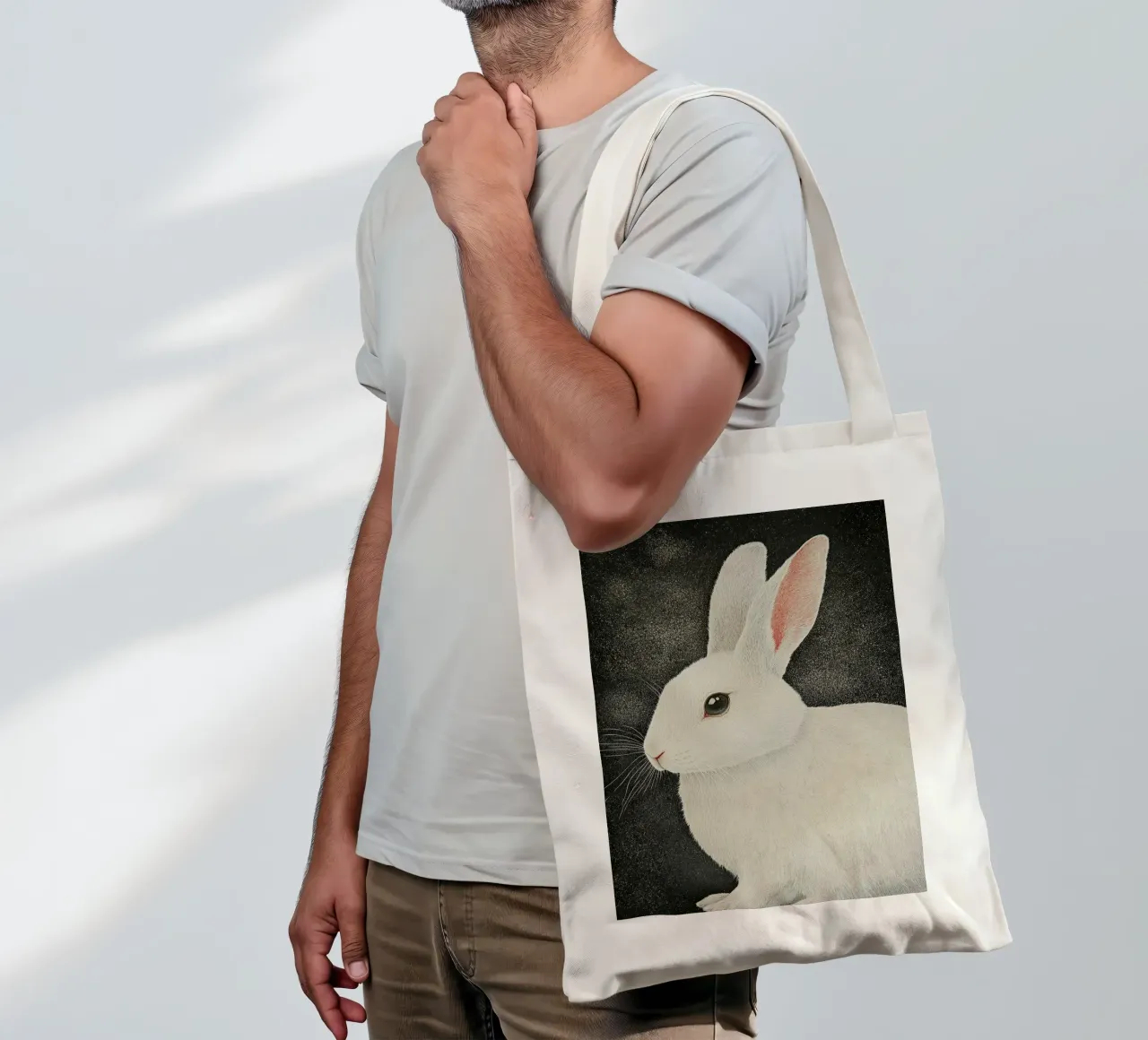 Conigli: Su zampe tranquille borsa in juta da Nikis Art Studio