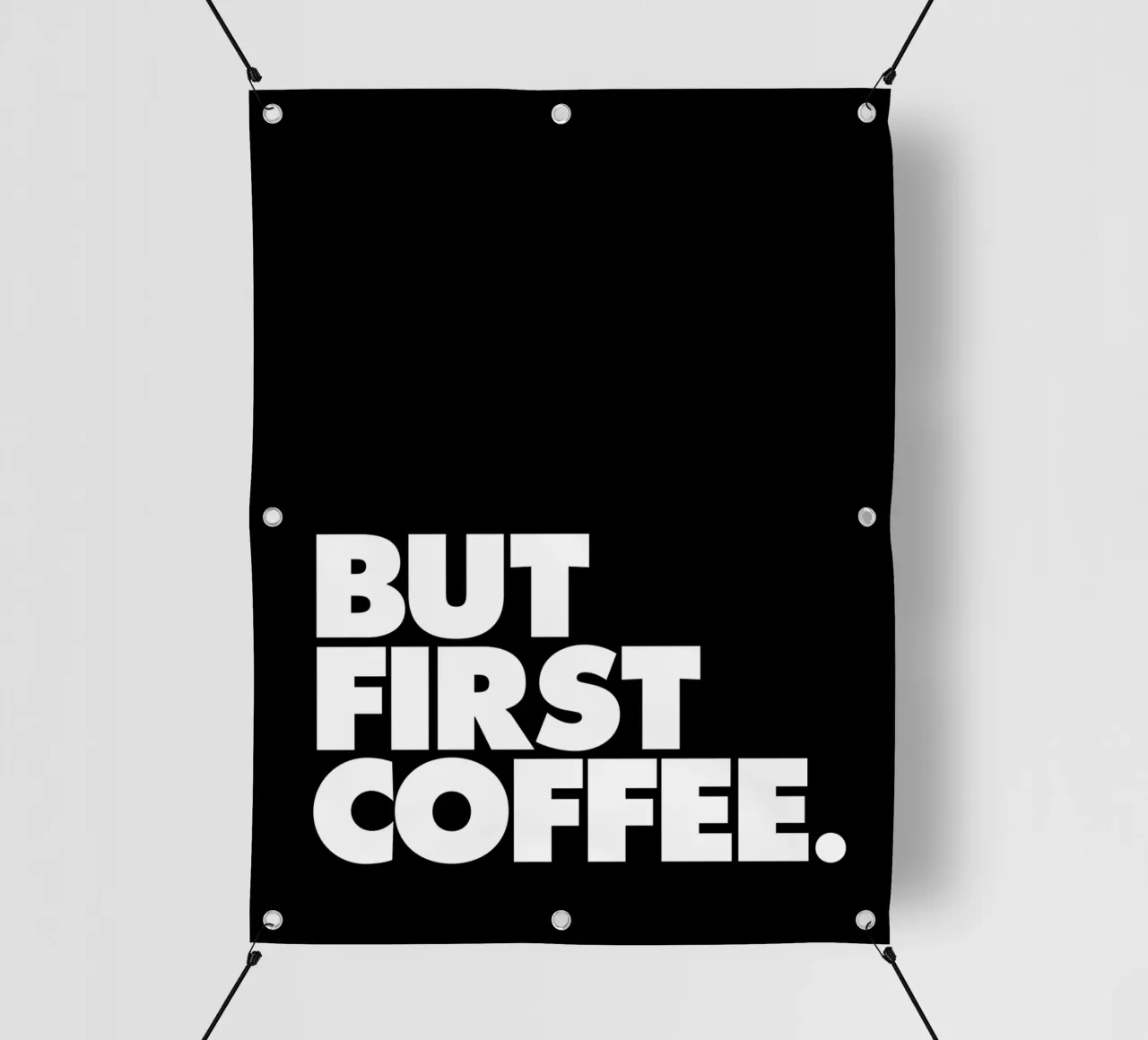 Ma prima il caffè Design tipografico in bianco e nero telo in pvc da THE MOTIVATED TYPE