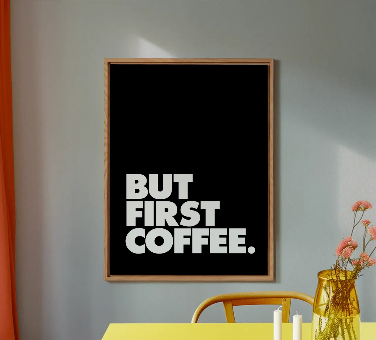 Ma prima il caffè Design tipografico in bianco e nero alluminio dibond da THE MOTIVATED TYPE
