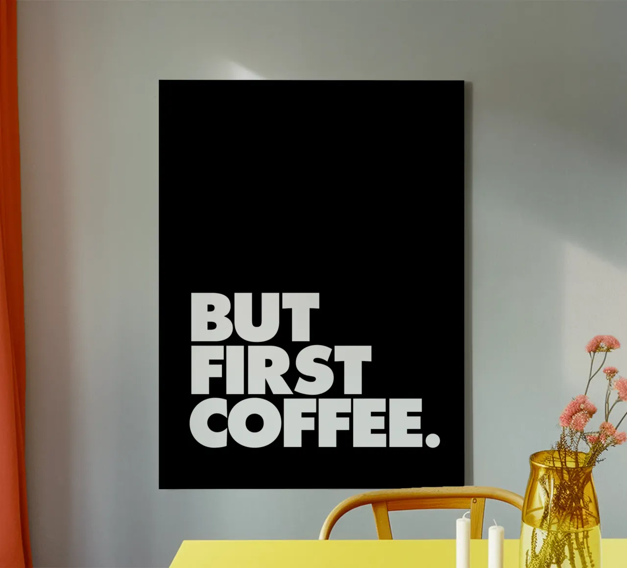 Ma prima il caffè Design tipografico in bianco e nero tela da THE MOTIVATED TYPE