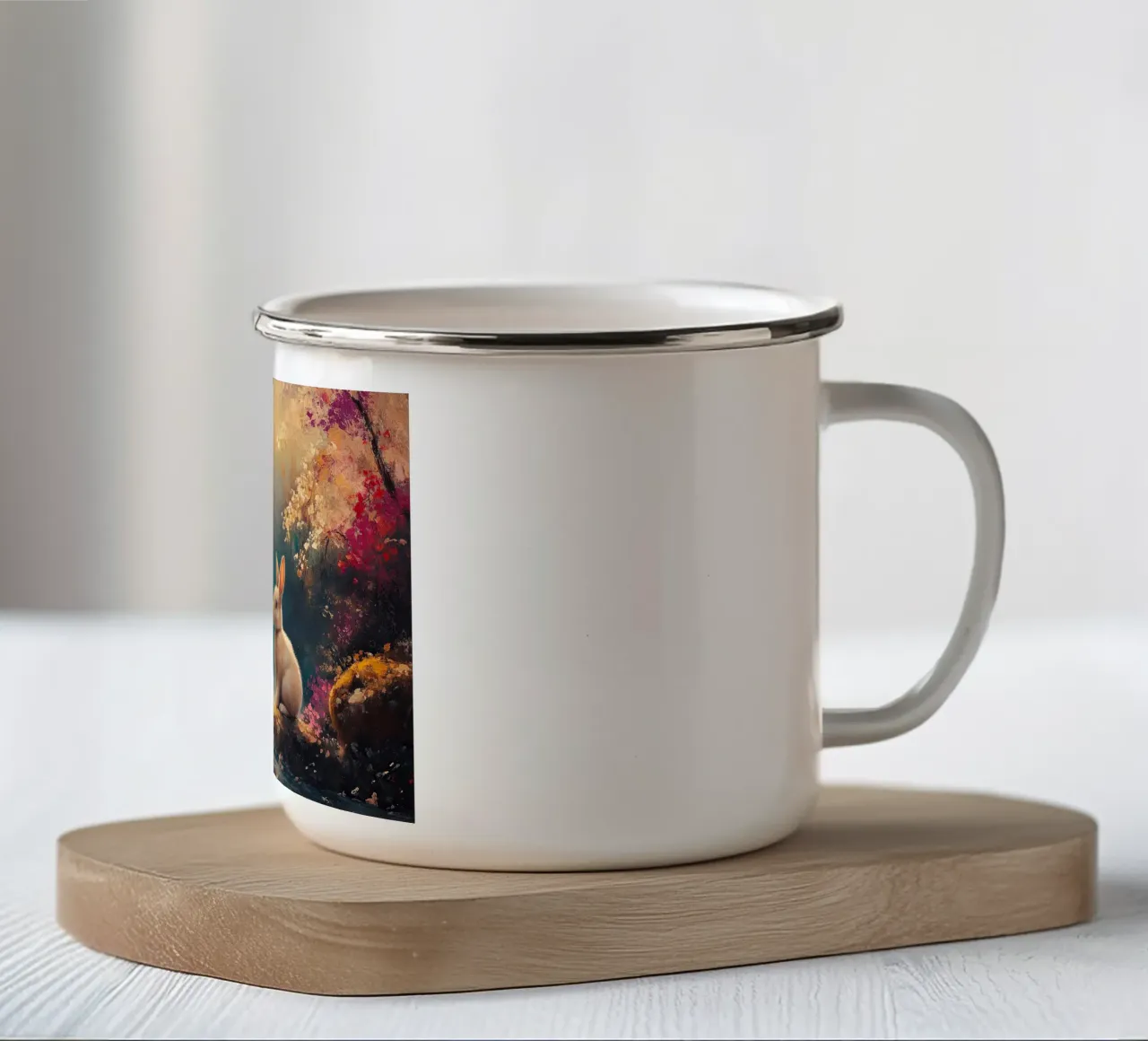 Coniglio tazza in smalto da Nikis Art Studio