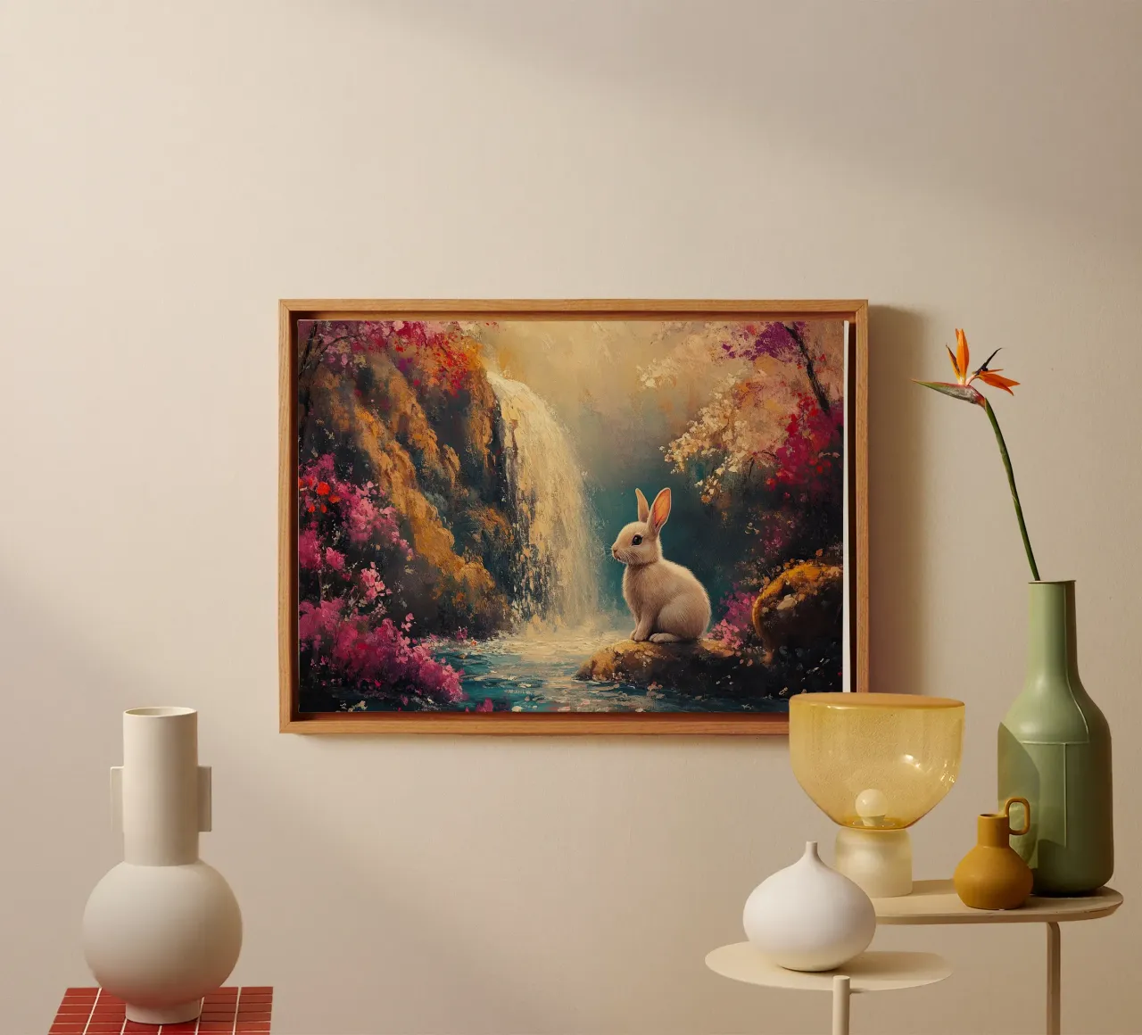 Coniglio tela con Cornice a cassetta da Nikis Art Studio