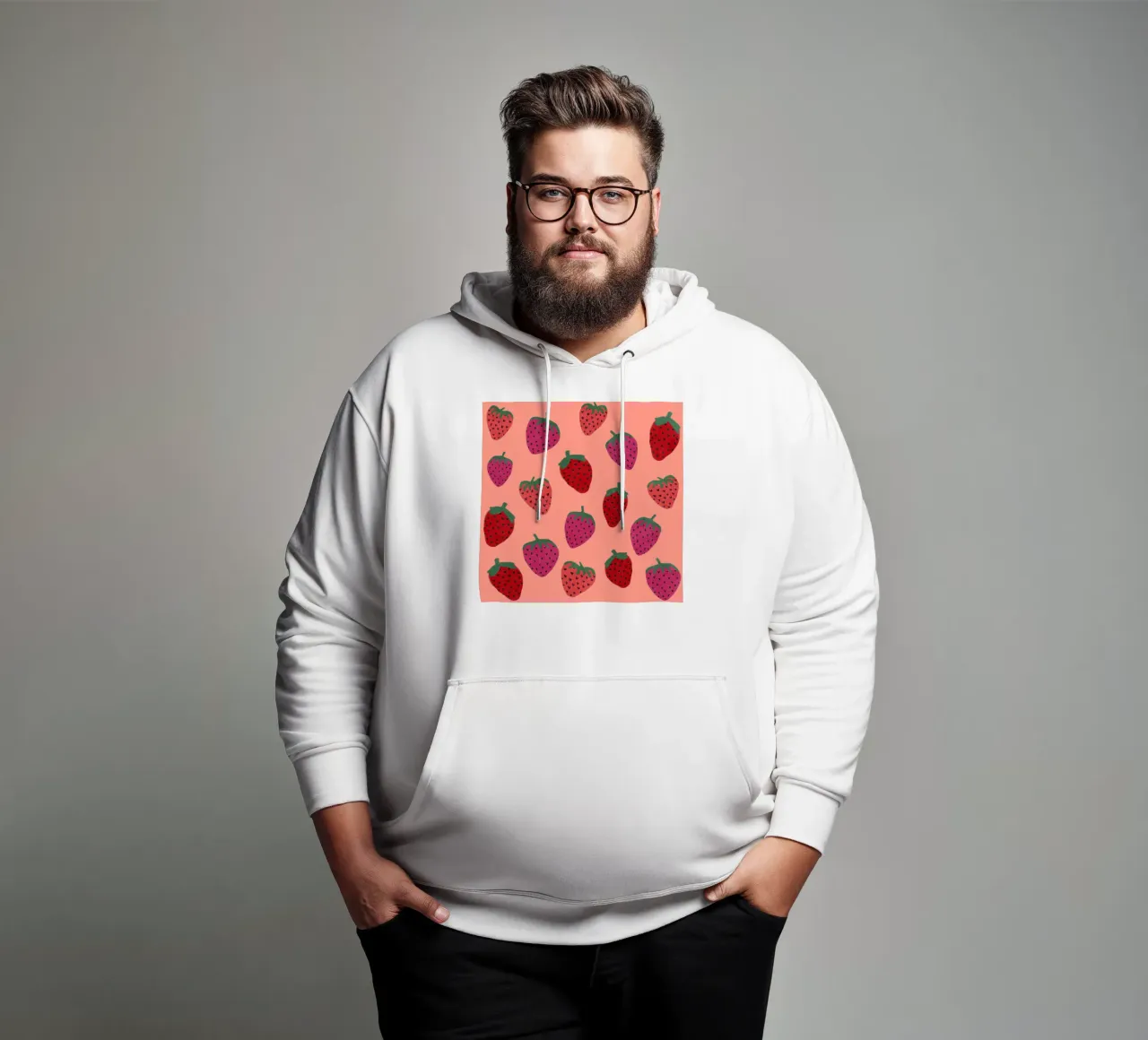 Strawberry Pattern felpa con cappuccio da Illustration Raissa Oltmanns