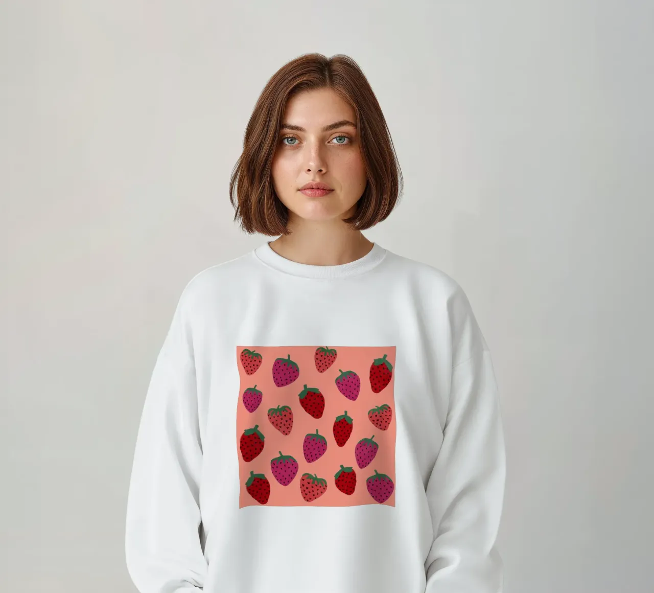 Strawberry Pattern sweatshirt van Illustration Raissa Oltmanns