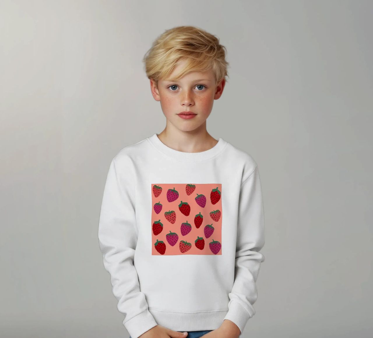 Strawberry Pattern felpa bambino da Illustration Raissa Oltmanns