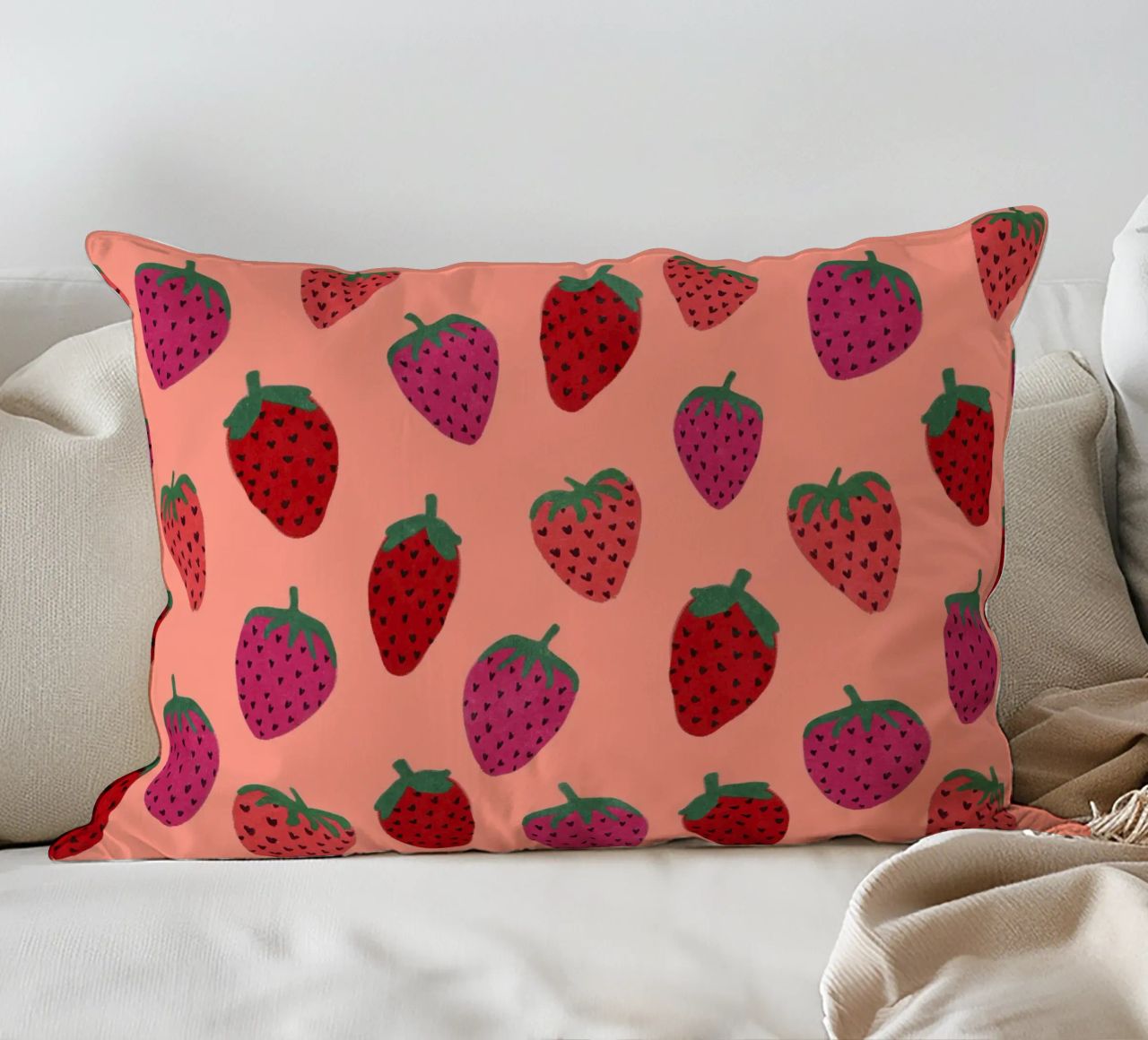 Strawberry Pattern cuscino da Illustration Raissa Oltmanns