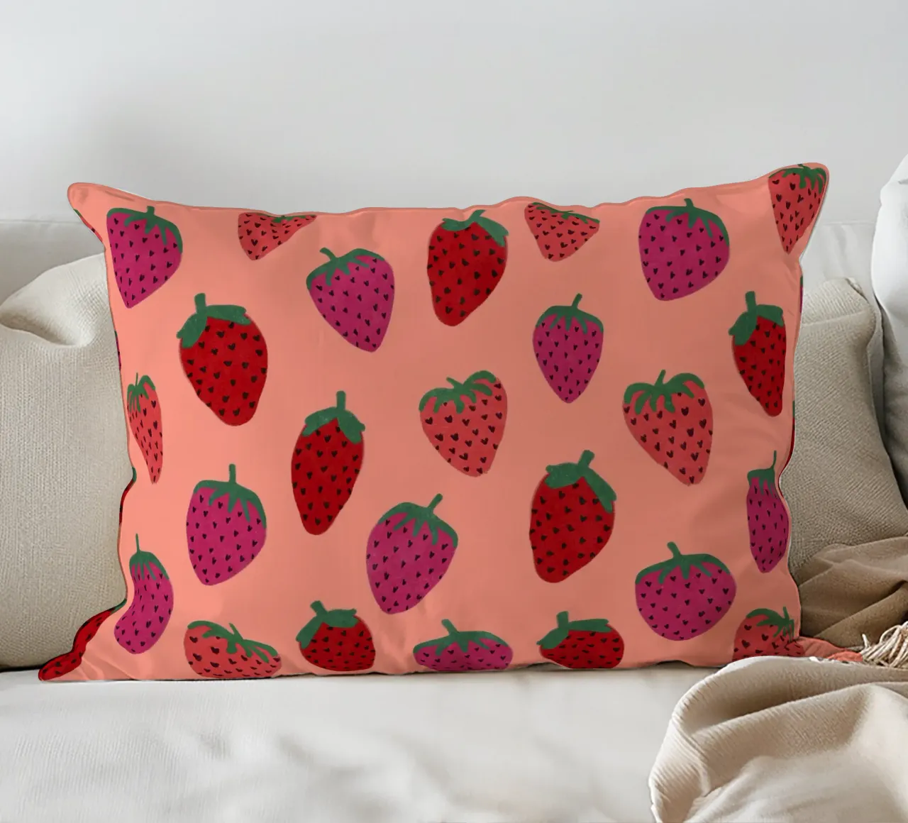 Strawberry Pattern cojín de Illustration Raissa Oltmanns