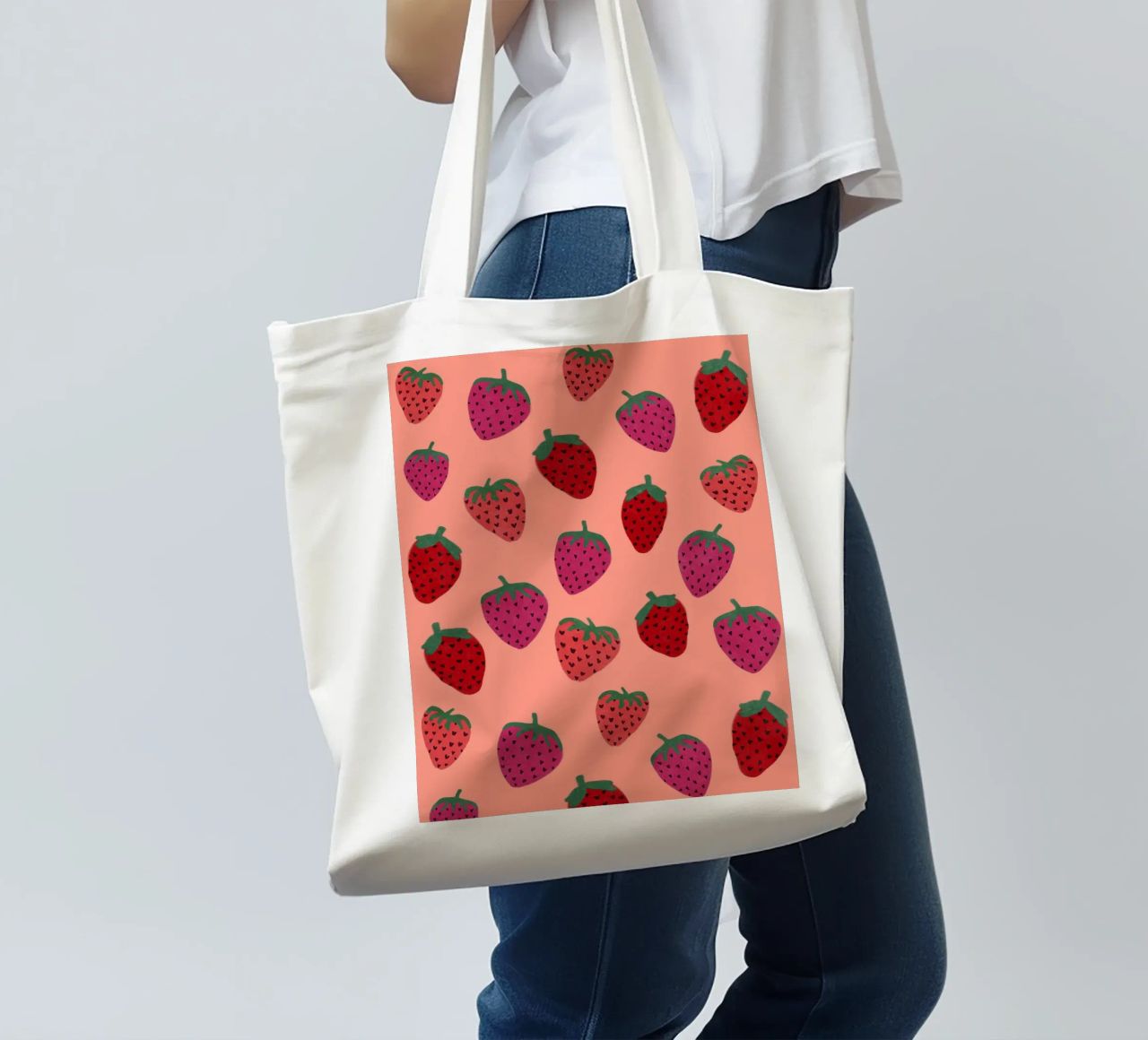 Strawberry Pattern borsa in juta da Illustration Raissa Oltmanns