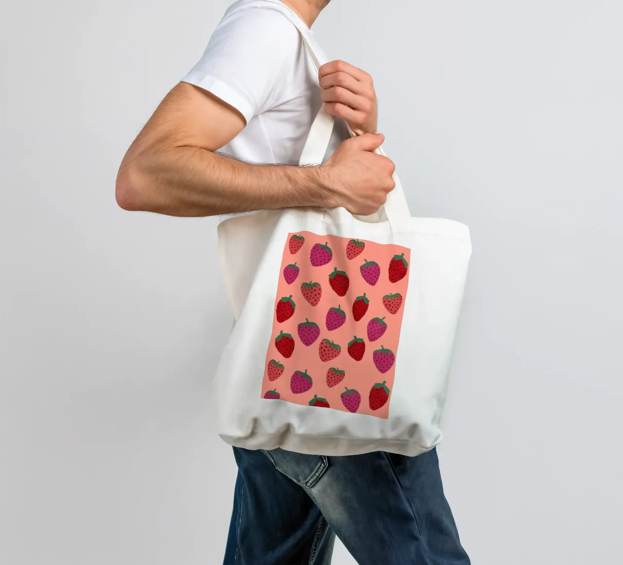 Strawberry Pattern borsa in juta da Illustration Raissa Oltmanns