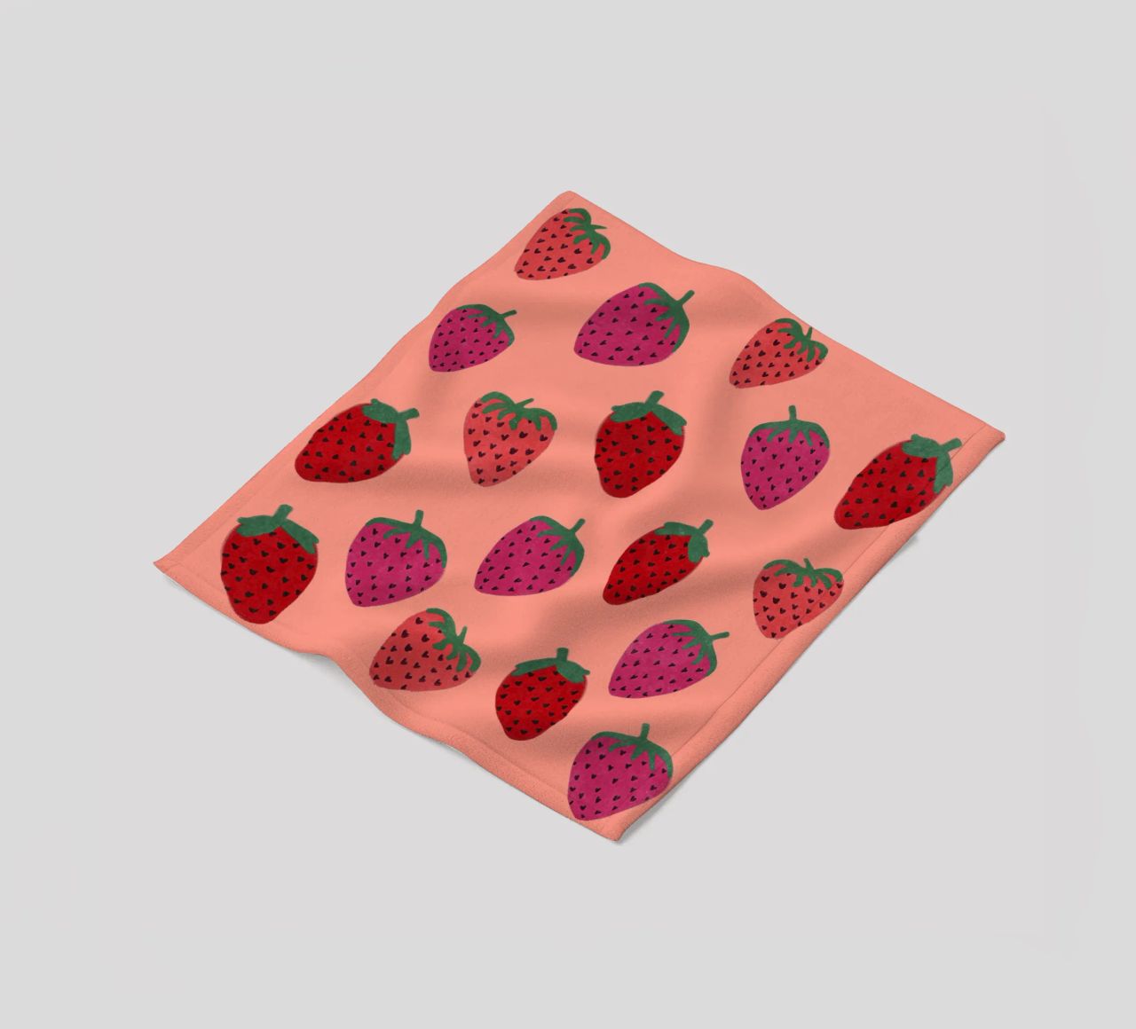 Strawberry Pattern fleece blanket by Illustration Raissa Oltmanns