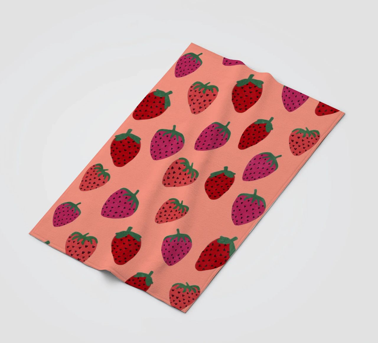 Strawberry Pattern fleece blanket by Illustration Raissa Oltmanns