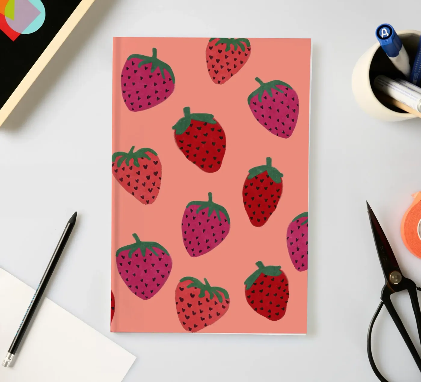 Strawberry Pattern notebook by Illustration Raissa Oltmanns