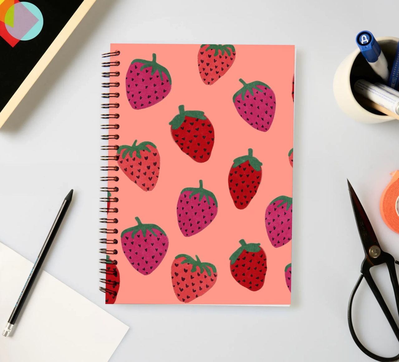 Strawberry Pattern spiral notebook by Illustration Raissa Oltmanns