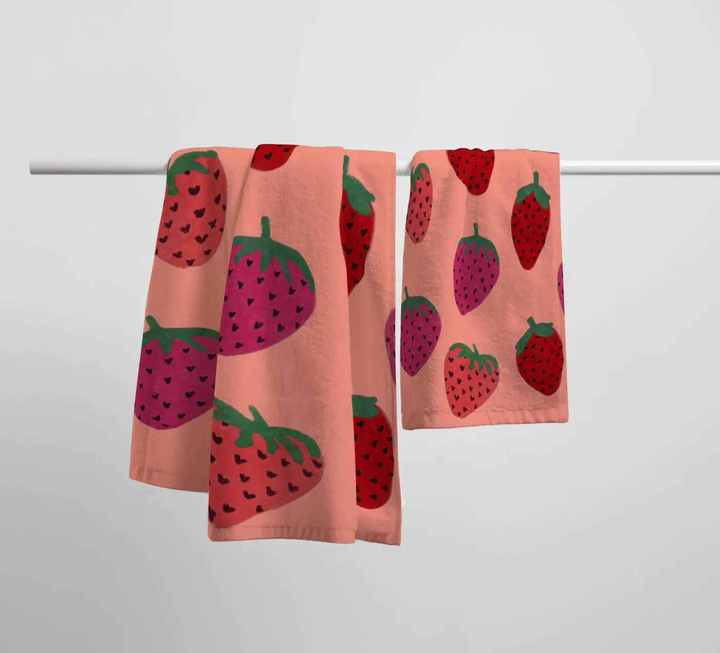 Strawberry Pattern towel by Illustration Raissa Oltmanns