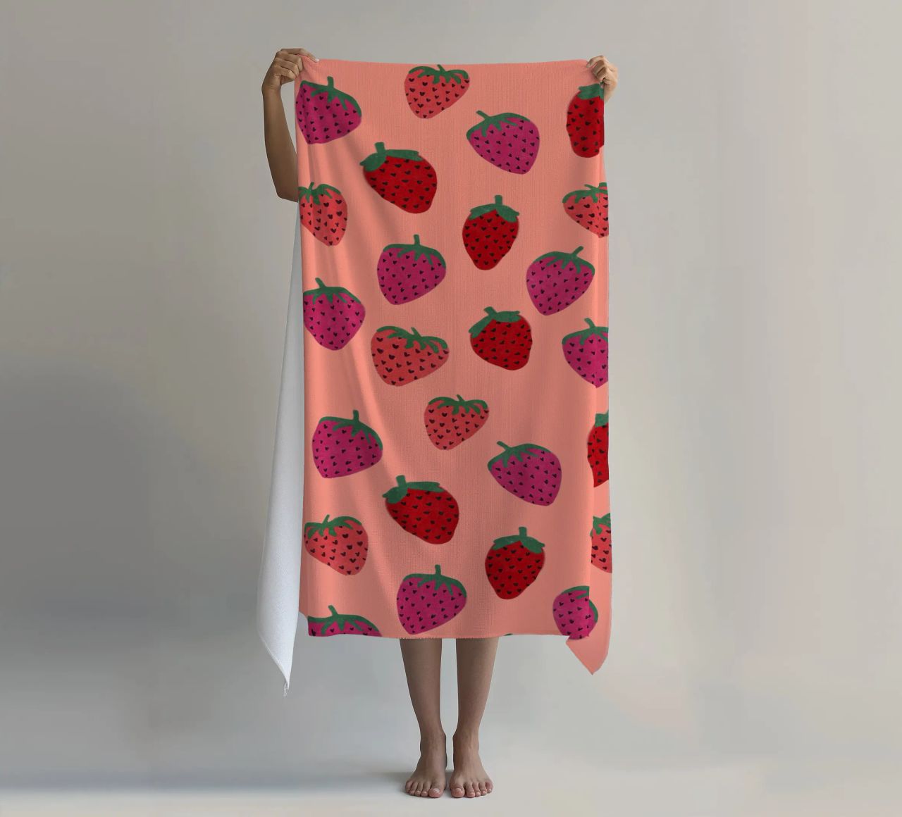 Strawberry Pattern beach towel by Illustration Raissa Oltmanns