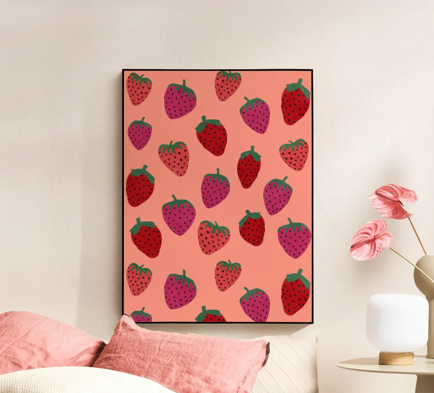 Strawberry Pattern Acryl-Glas von Illustration Raissa Oltmanns