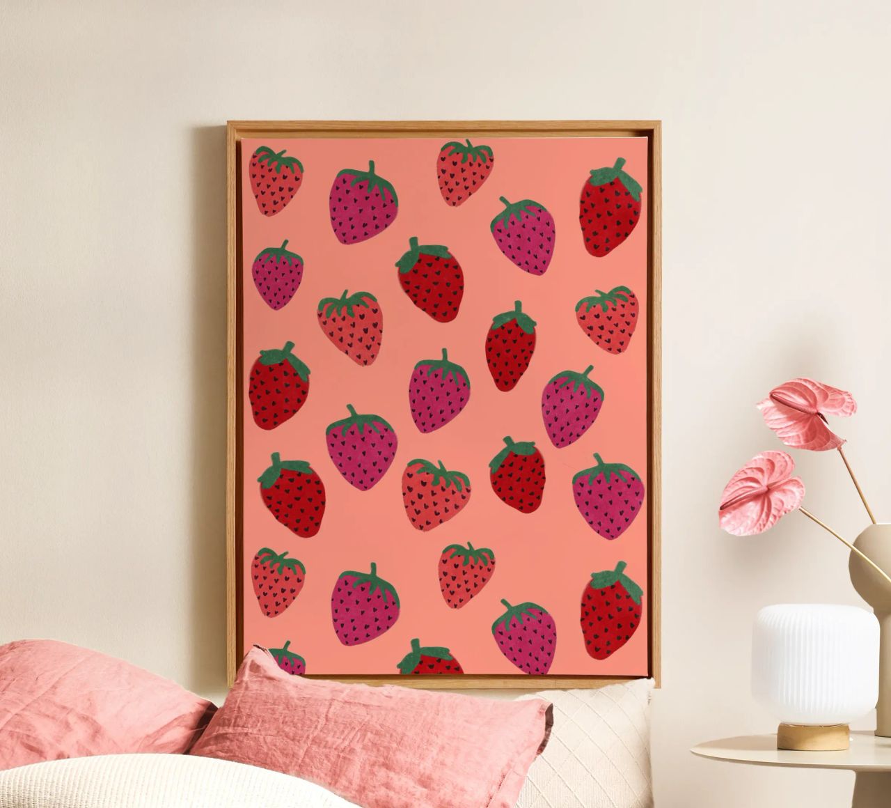 Strawberry Pattern canvas by Illustration Raissa Oltmanns