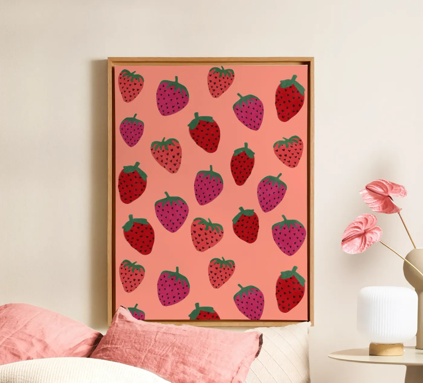 Strawberry Pattern canvas by Illustration Raissa Oltmanns