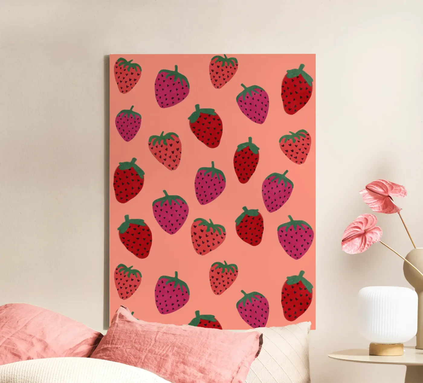 Strawberry Pattern canvas by Illustration Raissa Oltmanns