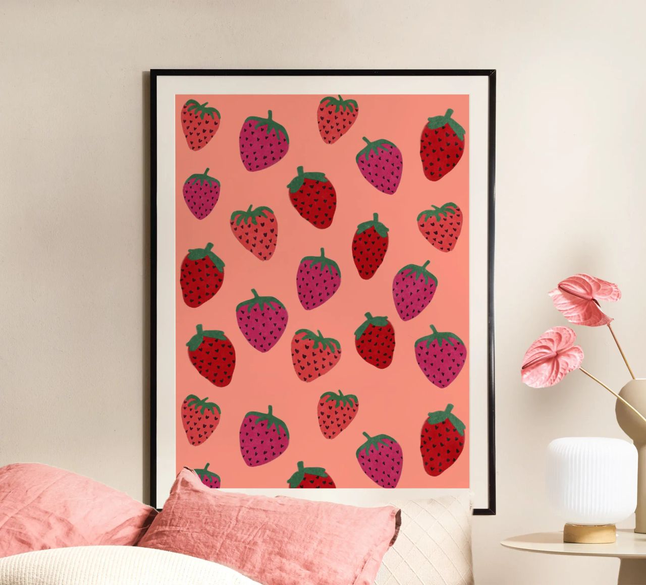 Strawberry Pattern poster by Illustration Raissa Oltmanns