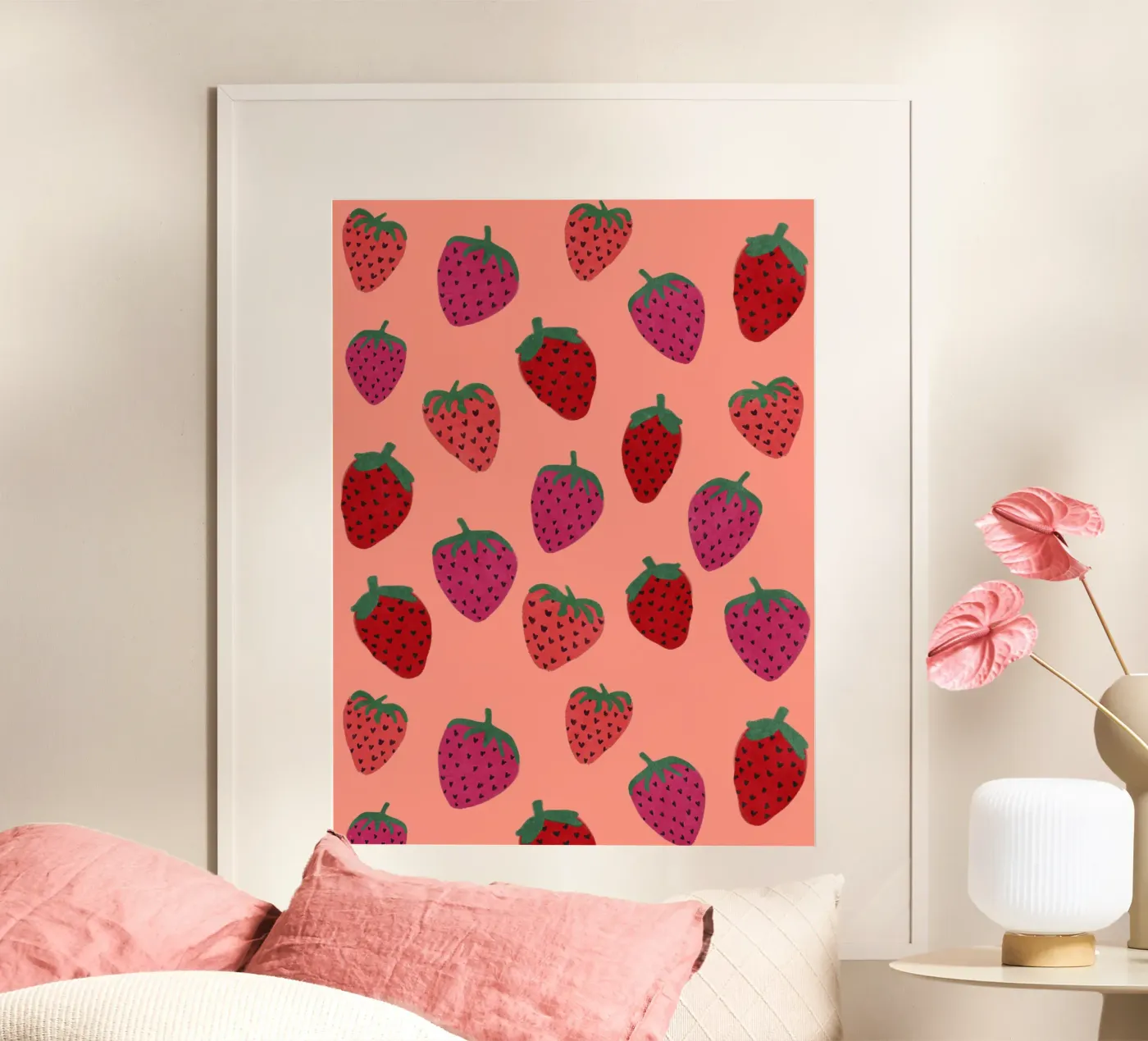 Strawberry Pattern poster by Illustration Raissa Oltmanns
