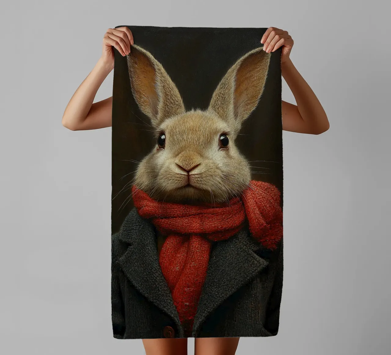 Un coniglio in inverno asciugamano da bagno da Nikis Art Studio