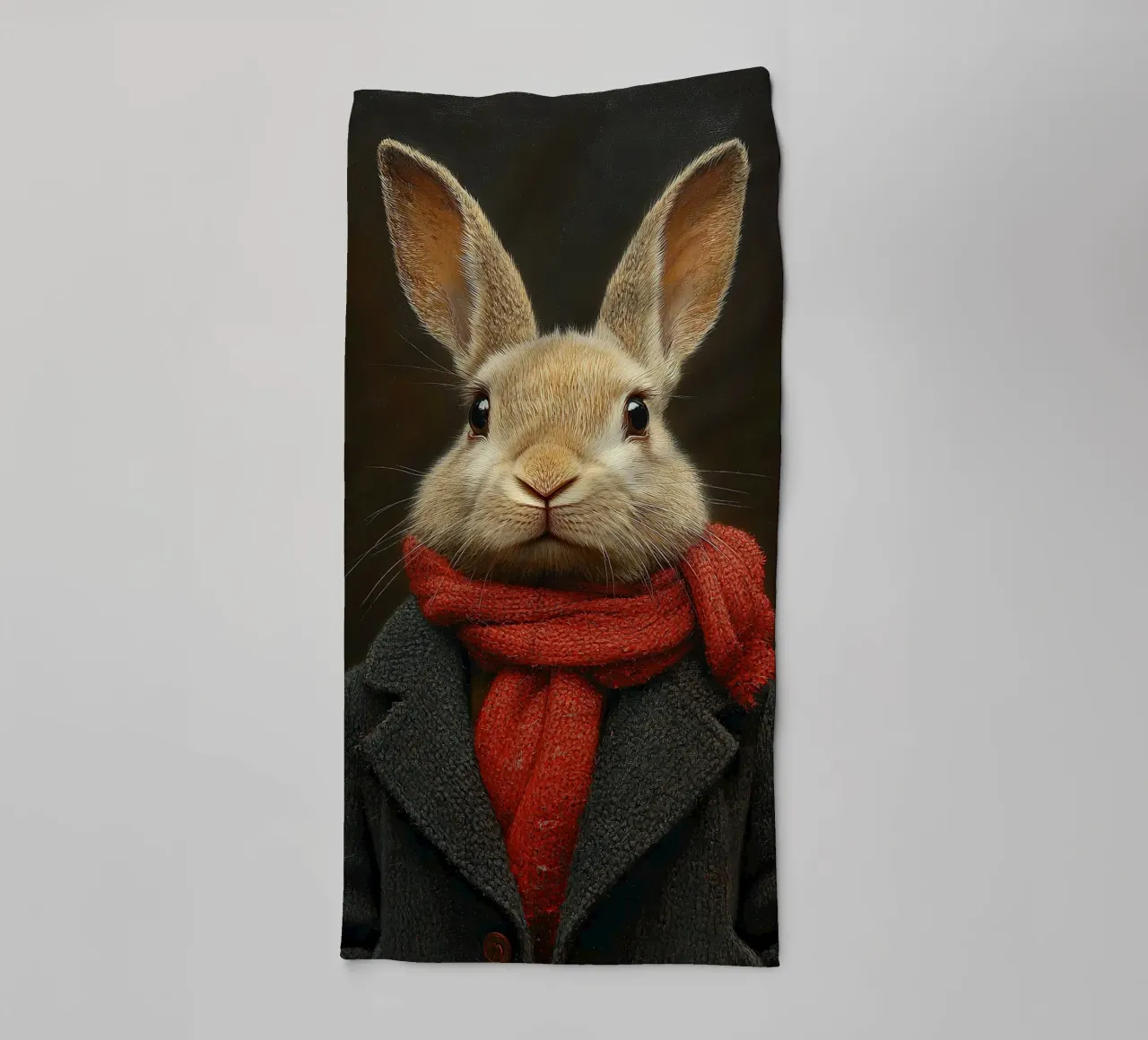 Un coniglio in inverno asciugamano da bagno da Nikis Art Studio