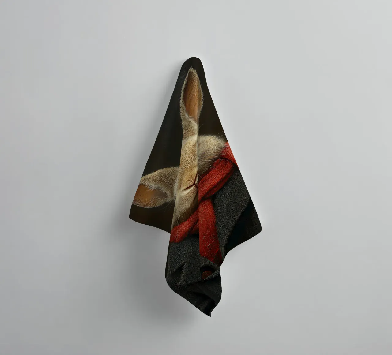 Un coniglio in inverno asciugamano da bagno da Nikis Art Studio