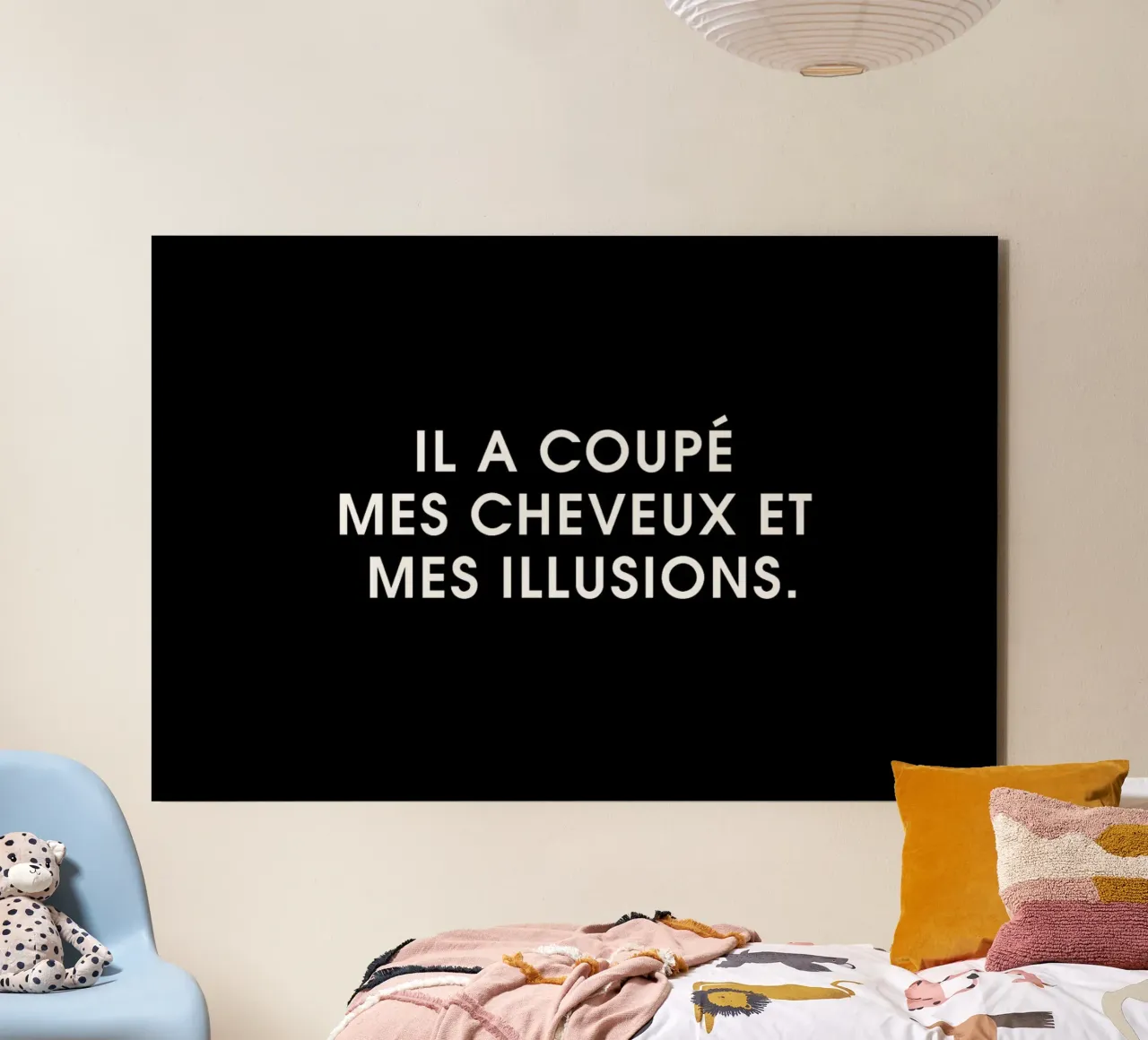 Il a coupé mes cheveux et mes illusions - Black Alu-Dibond von Intertitres