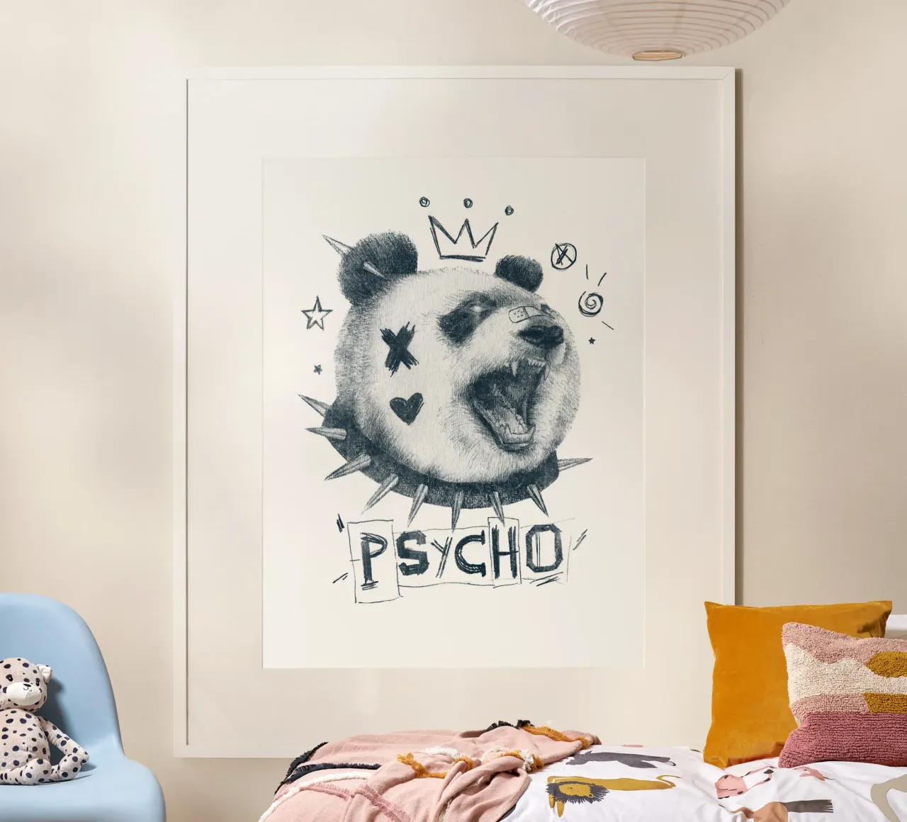 Psycho Bear - Wild and Unhinged poster con telaio in plastica da mikekoubou