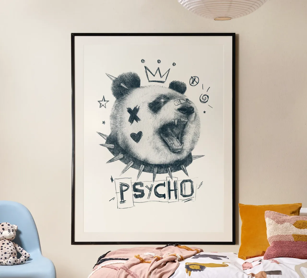 Psycho Bear - Wild and Unhinged poster con telaio in plastica da mikekoubou