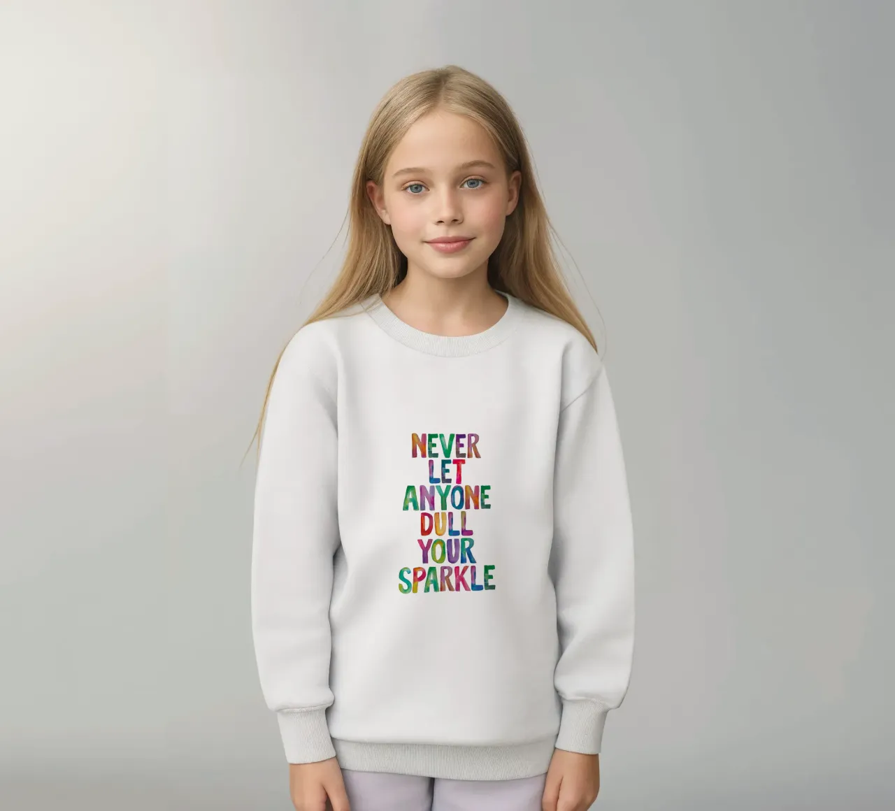 Non permettere mai a nessuno di spegnere il tuo splendore Tipografia arcobaleno Des felpa bambino da THE MOTIVATED TYPE